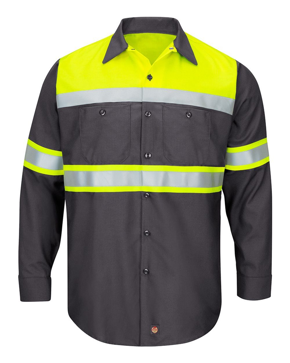 Red Kap Men's Hi-Visibility Colorblock Ripstop Long Sleeve Work Shirt - SY70