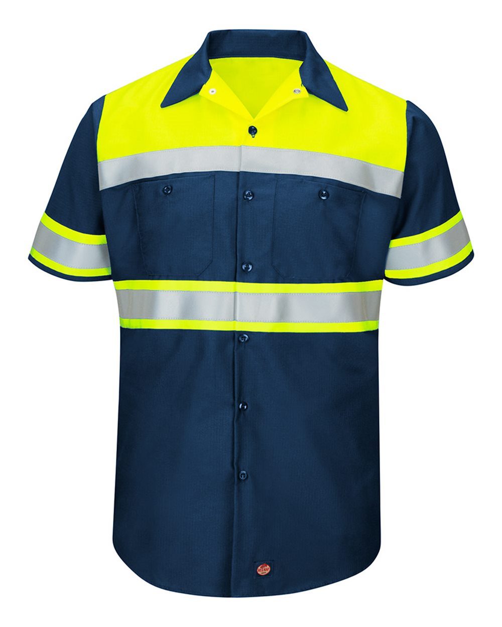 Red Kap Men's Hi-Visibility Colorblock Ripstop Short Sleeve Work Shirt - SY80