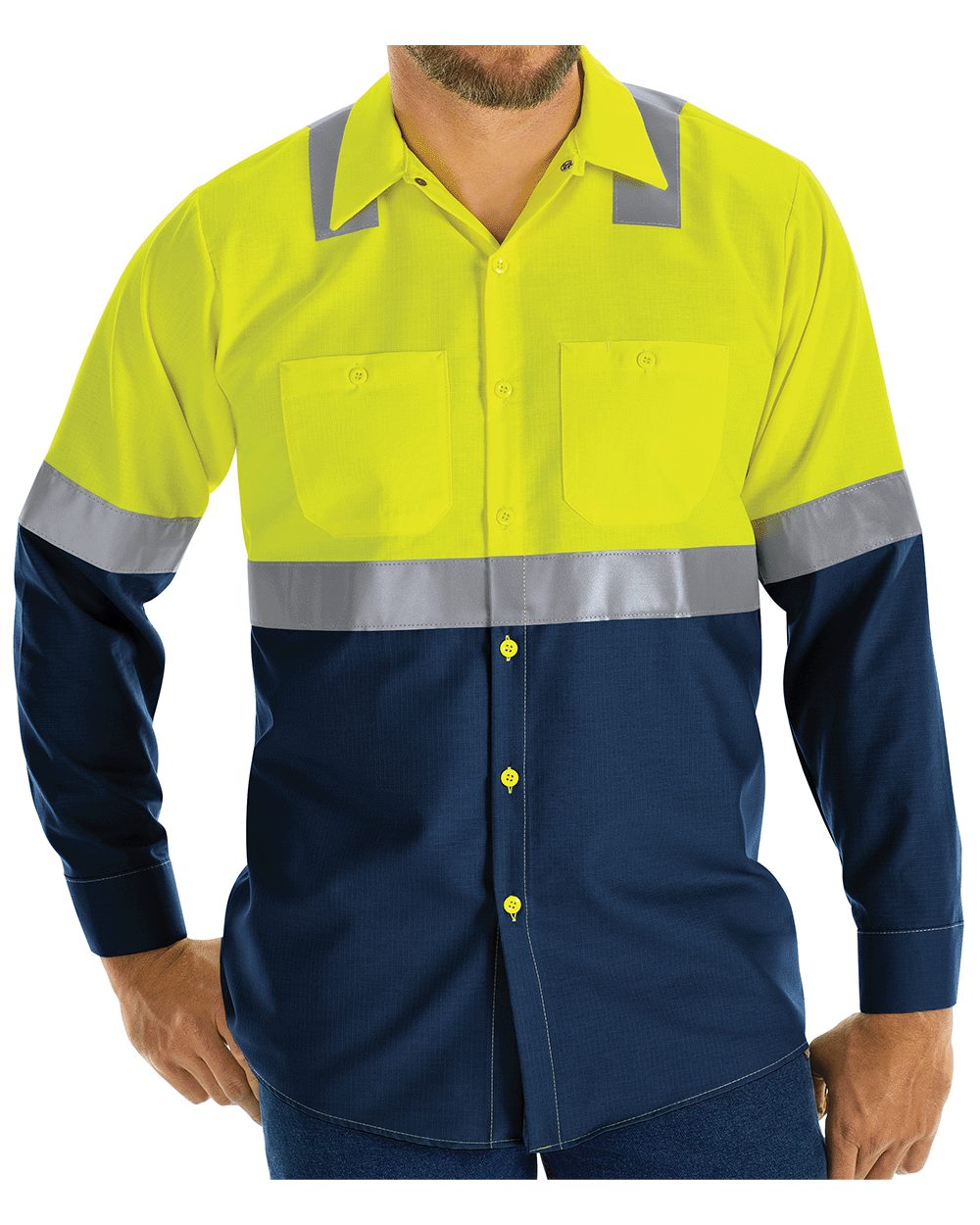 Red Kap Men's Tall Enhanced & Hi-Visibility Long Sleeve Work Shirt - SY14T