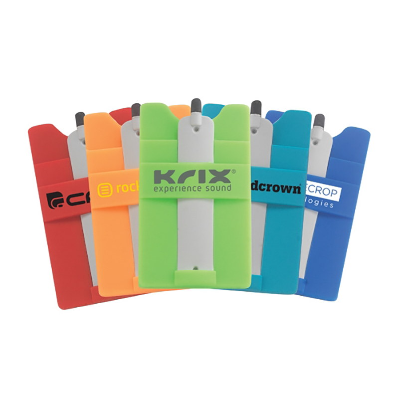 Silicone Smart Wallet With Stylus Stand
