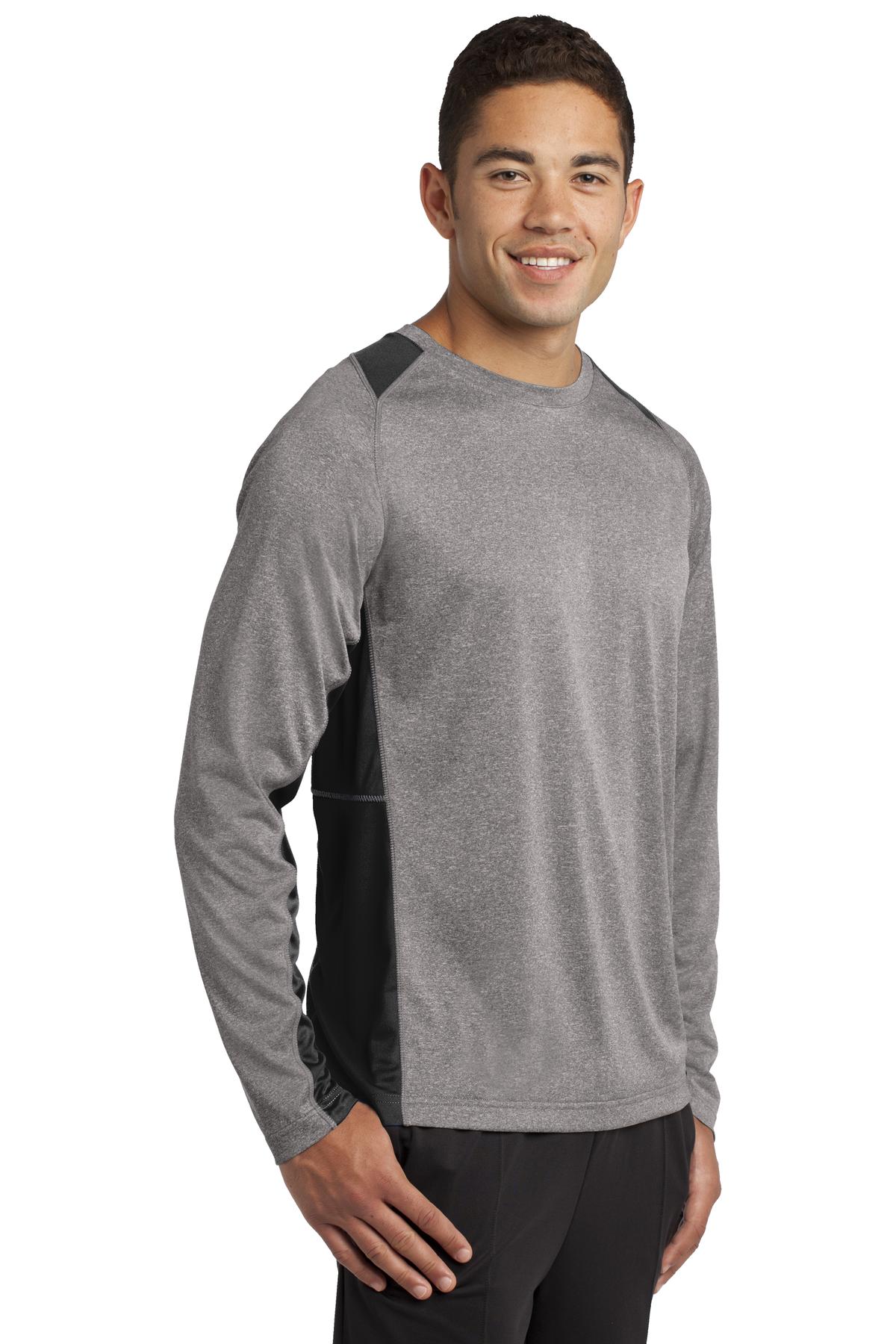 Sport-Tek Long Sleeve Heather Colorblock Contender Tee.
