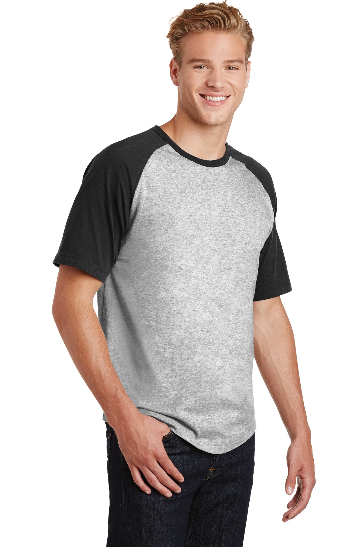 Sport-Tek Short Sleeve Colorblock Raglan Jersey.