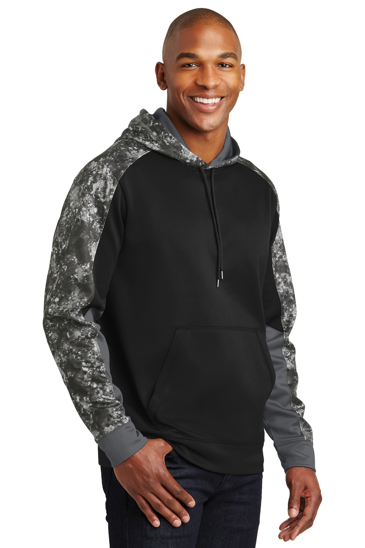 Sport-Tek Sport-Wick Mineral Freeze Fleece Colorblock Hooded Pullover.
