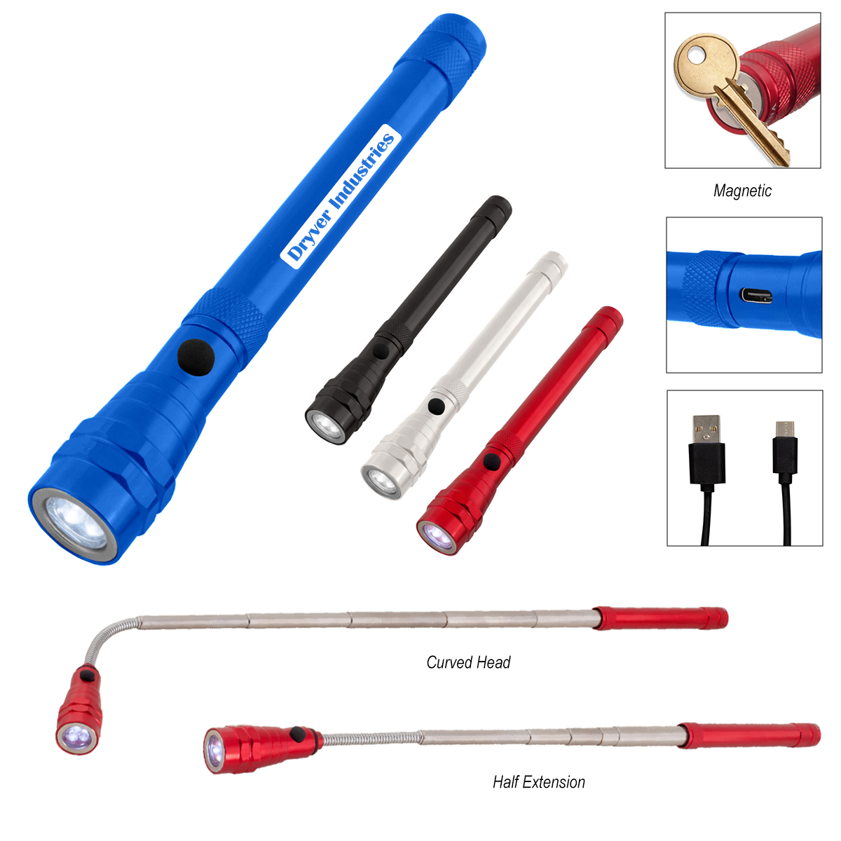 Telescopic Rechargeable Recycled Aluminum Flashlight With Magnet 2.0