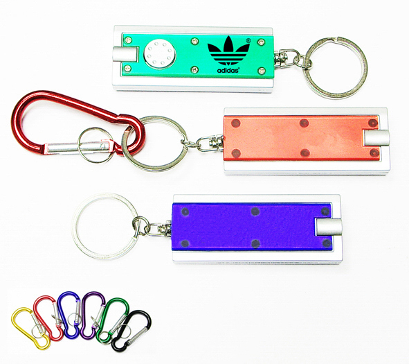 Translucent Rectangular Flashlight Key Chain And Carabiner