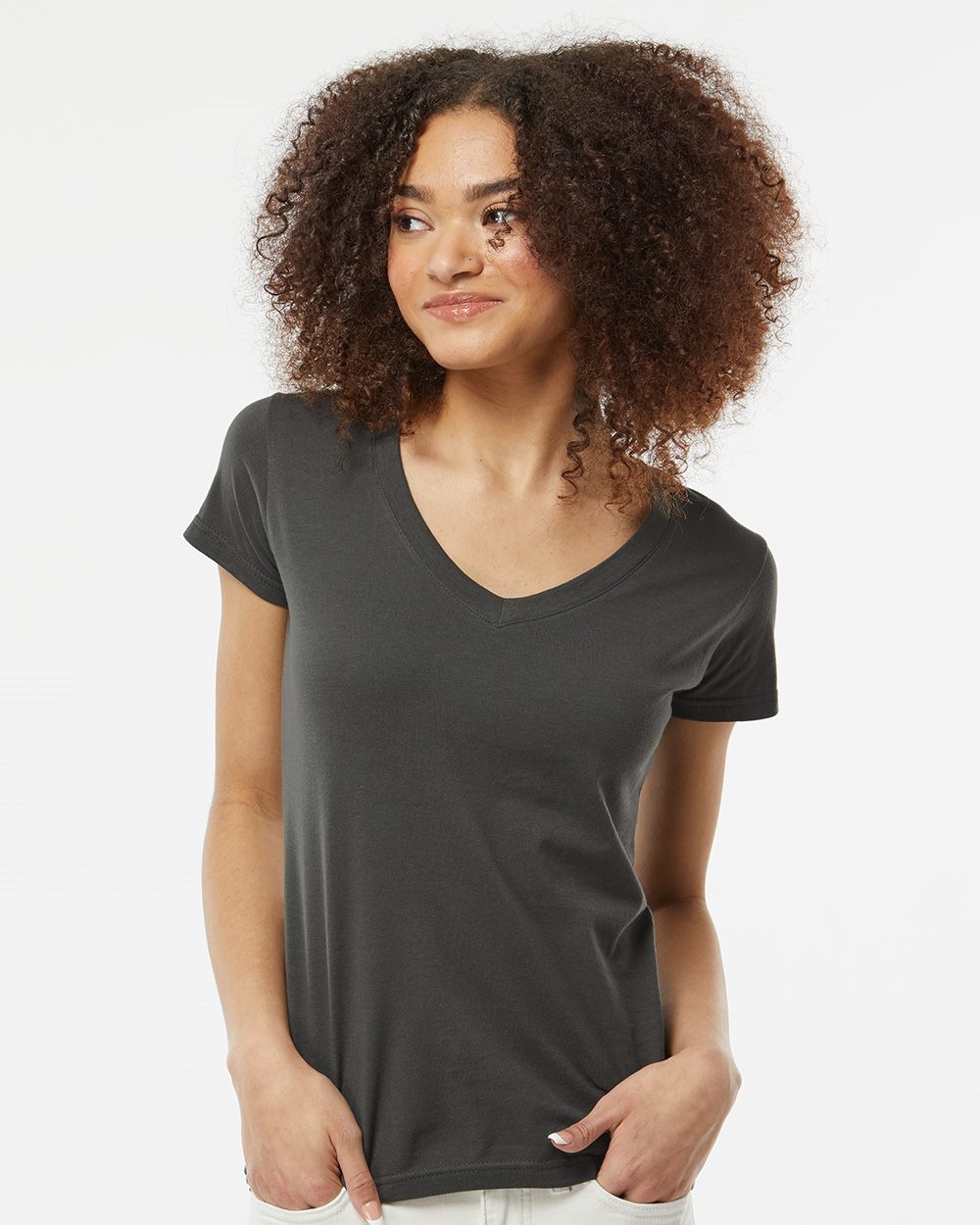 Tultex Women's Fine Jersey V-Neck T-Shirt - 214