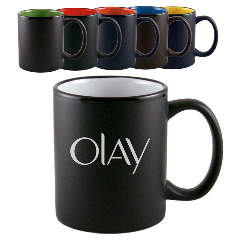 Two Tone Black Matte C Handle Mug 11oz