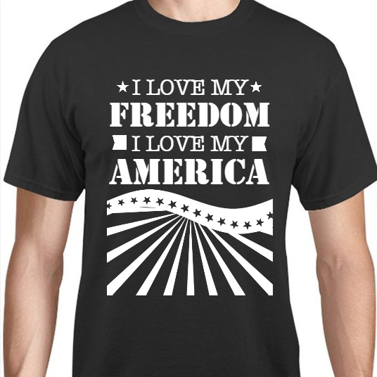 Independence Day Love My Freedom America Unisex Basic Tee T-Shirts Style 119399