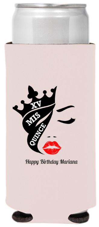 XV Mis Quince Birthday Full Color Slim Can Coolers