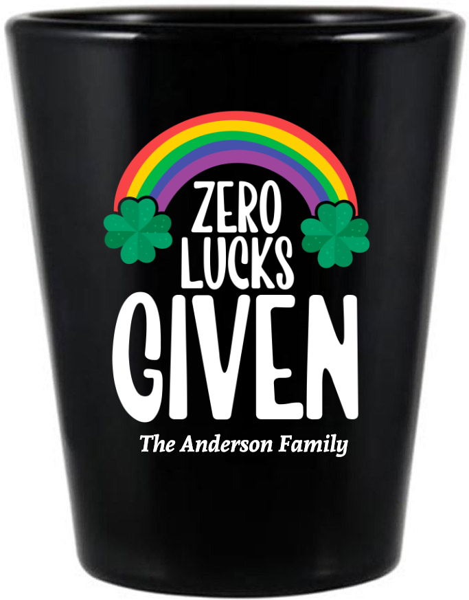 Zero Lucks Given St. Patrick’s Black Shot Glass