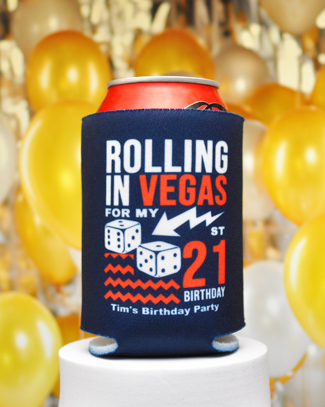 Rolling in Vegas 21st Birthday Full Color Can Coolers - Koozies

