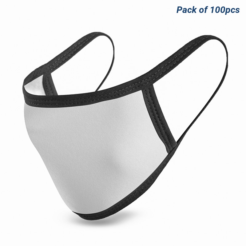 Blank Sublimation Black Trim Fabric Face Masks - Pack of 100pcs