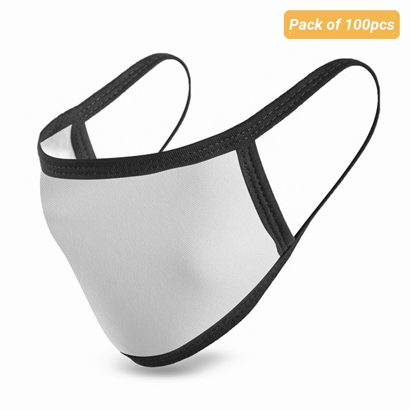 Blank Sublimation Black Trim Fabric Face Masks - Pack of 100pcs
