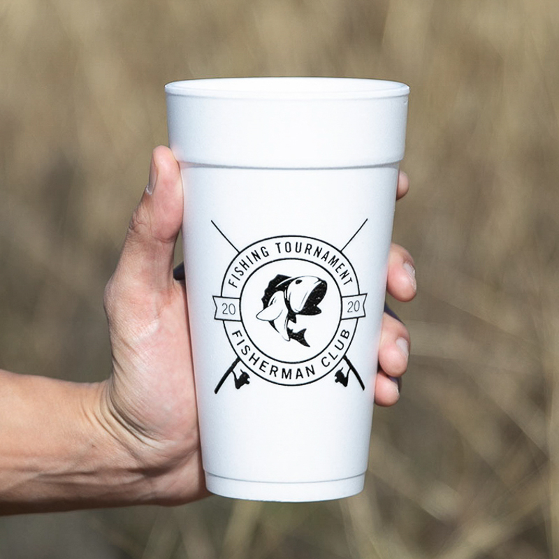 10 Custom 20 Oz. White Foam Cups, Black Imprint Color | Imprint