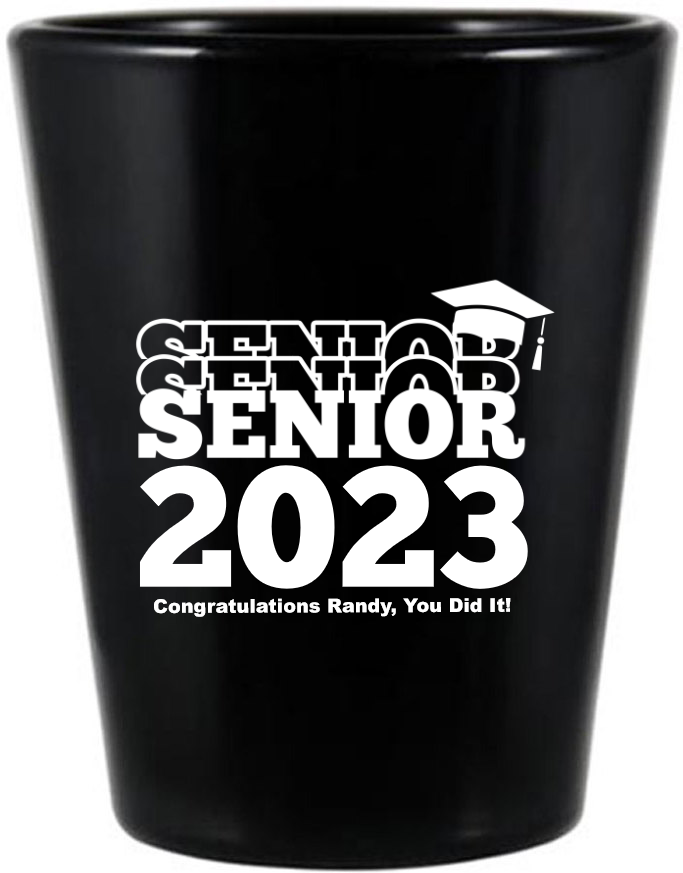 Personalized Senior Graduation Black Shot Glasses Graduation Shot Glasses