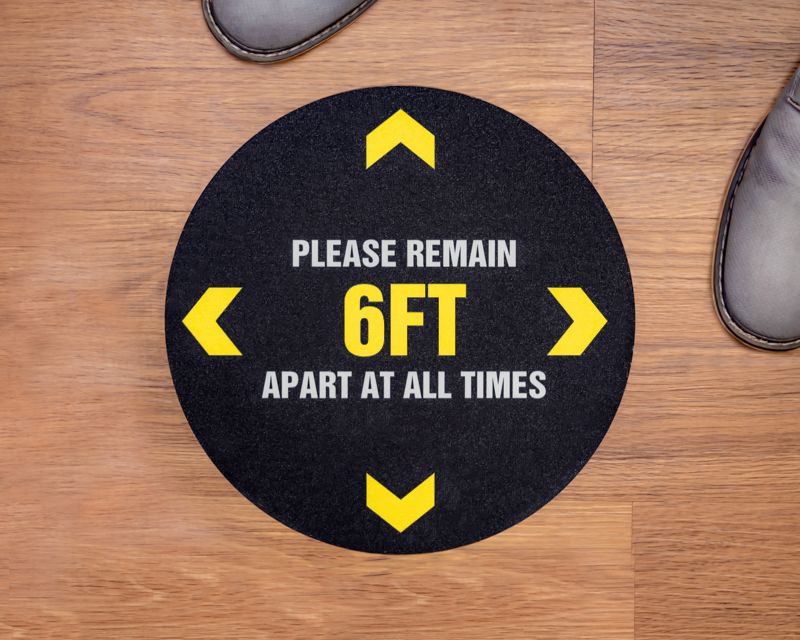 6ft At All Times Round Social Distancing Stickers - Social Distancing Stickers