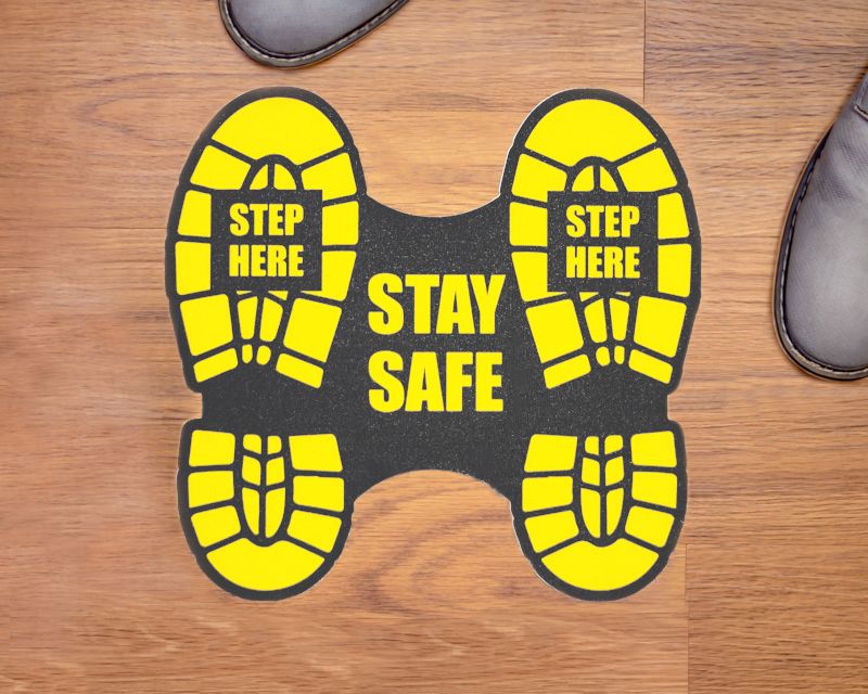 Step Here Social Distancing Stickers - Floor Stickers