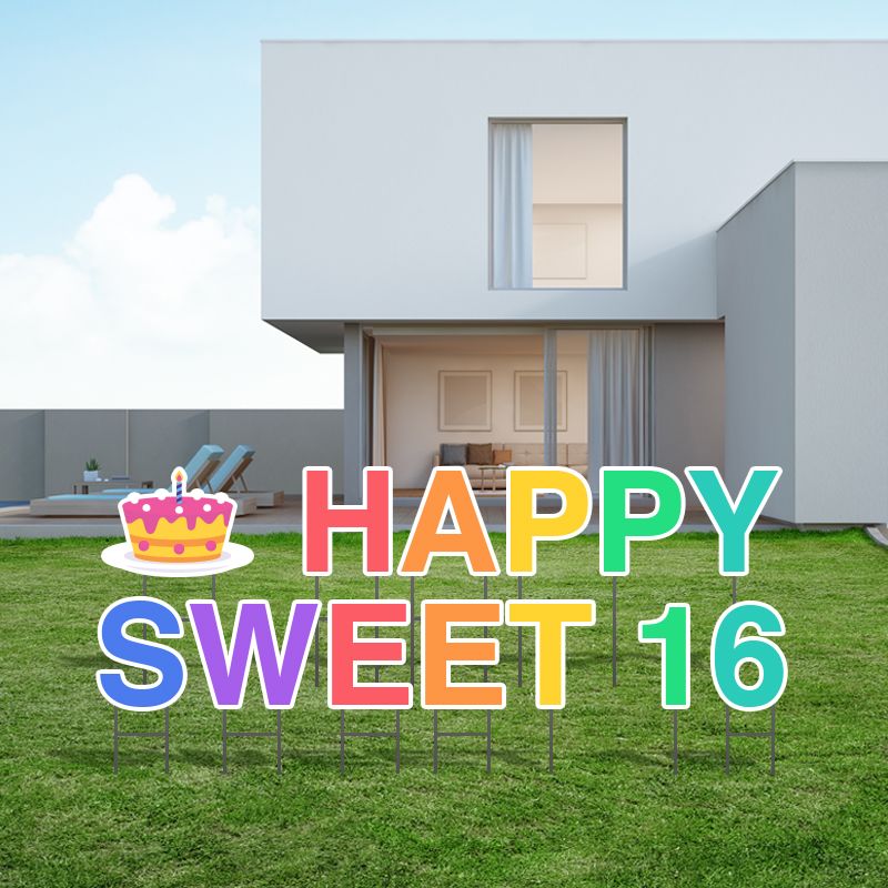 01_Pre-Packaged Happy Sweet 16 Yard Letters - Birthday