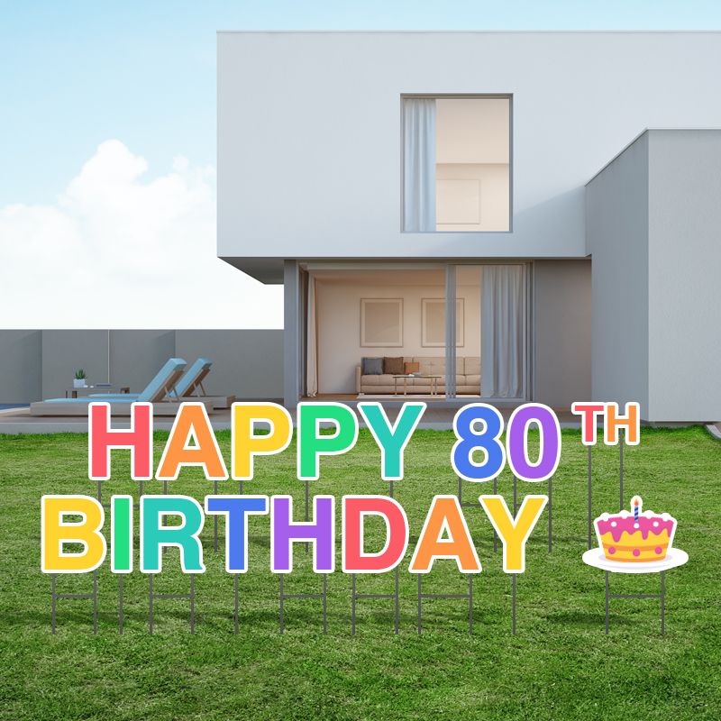 01_Pre-Packaged Happy 80th Birthday Yard Letters - Birthday