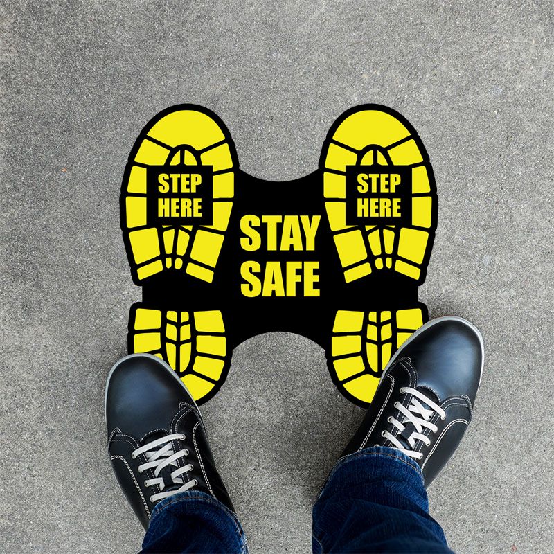 Step Here Social Distancing Stickers