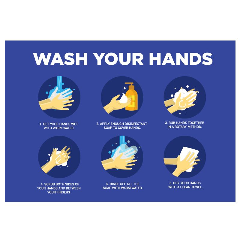 Wash Your Hands Instructional Stickers