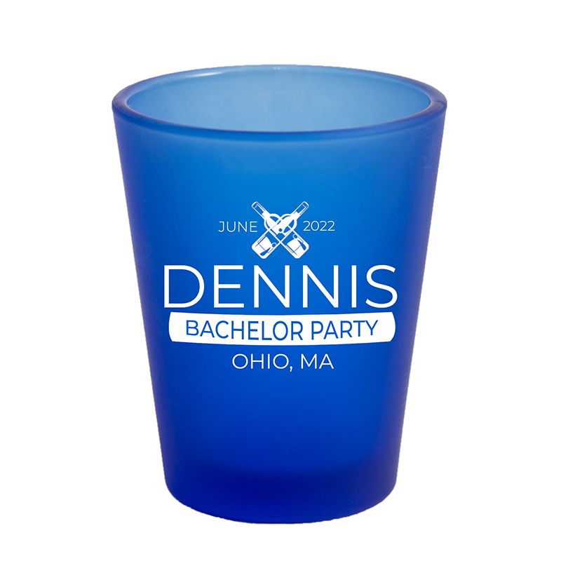 1.75 Oz Frosted Blue Shot Glass with White Imprint Color - Barwear