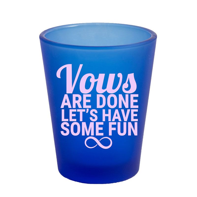 1.75 Oz Frosted Blue Shot Glass with Pink Imprint Color - Alcohol