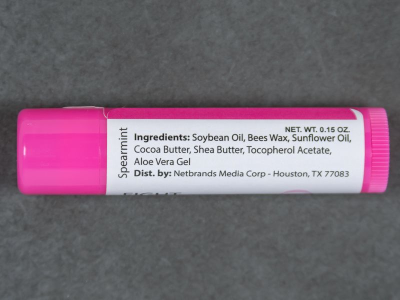 Hot Pink Lip Balm Tube with Full Imprint Colors - Ingredients Label - Lip Balm