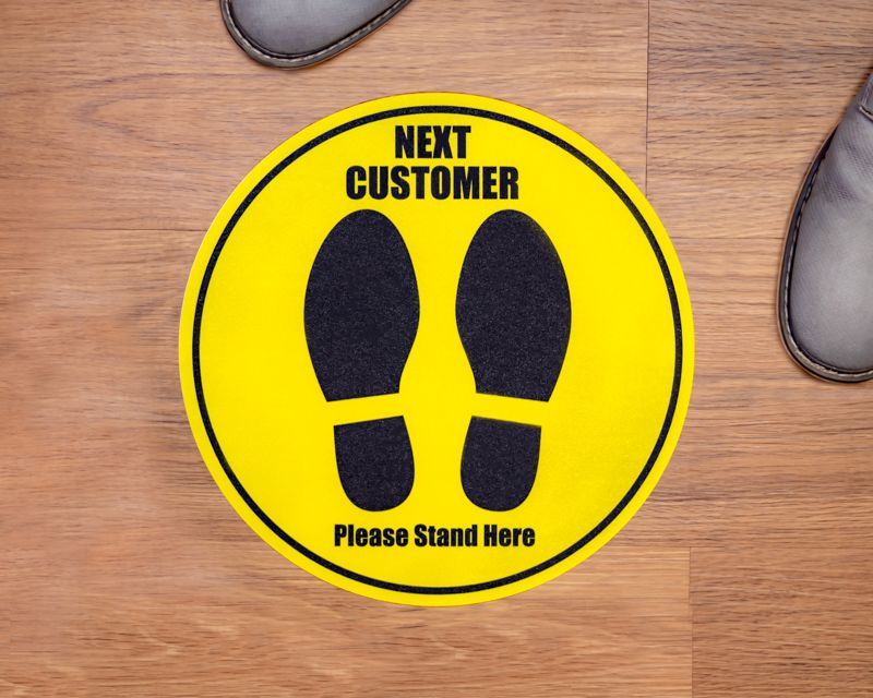 Next Customer Round Floor Stickers - 6 Feet Social Distance