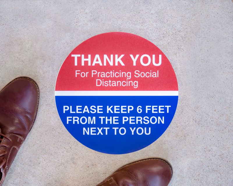 Thank You Round Social Distancing Stickers - 6ft Apart