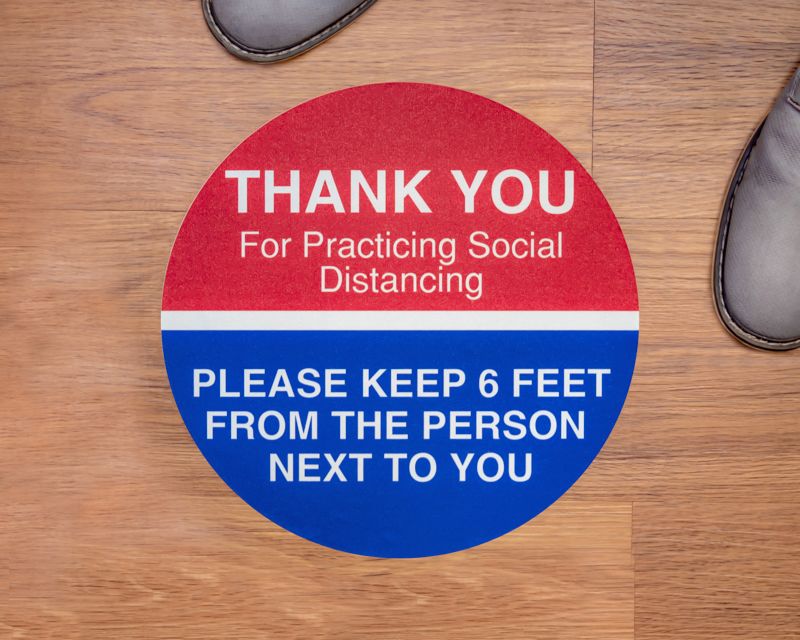 Thank You Round Social Distancing Stickers - Floor Stickers