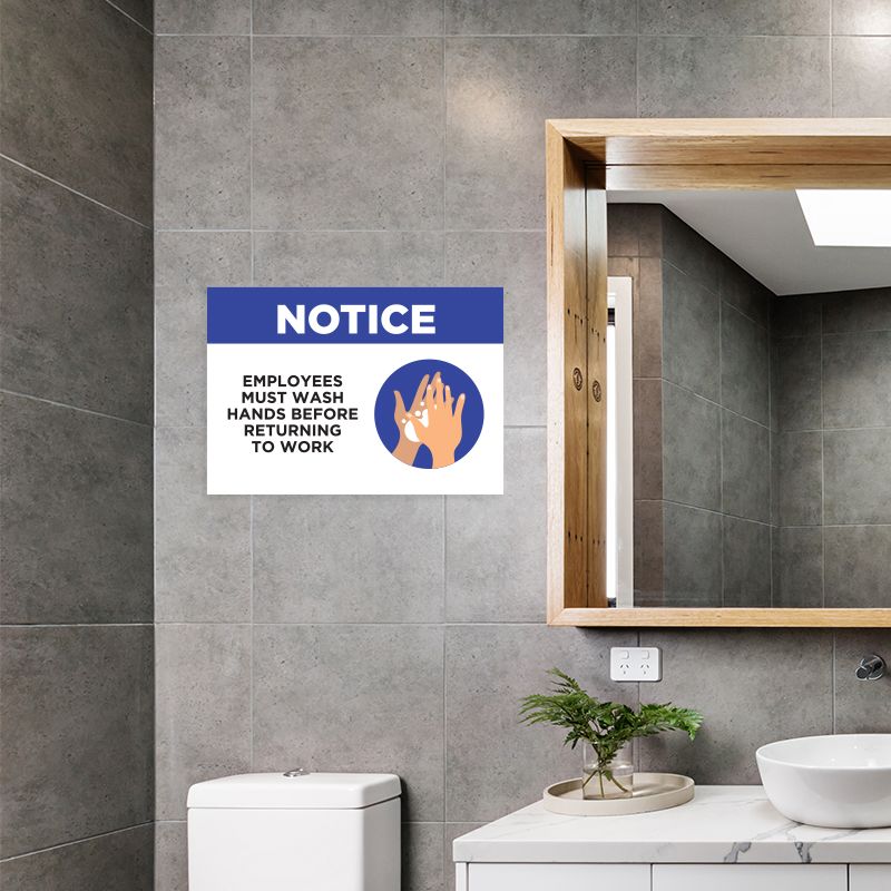 Employees Must Wash Hands Stickers - Stay Apart