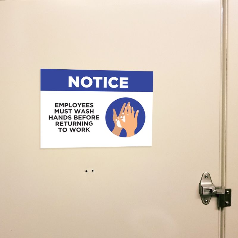 Employees Must Wash Hands Stickers - 6ft Social Distancing
