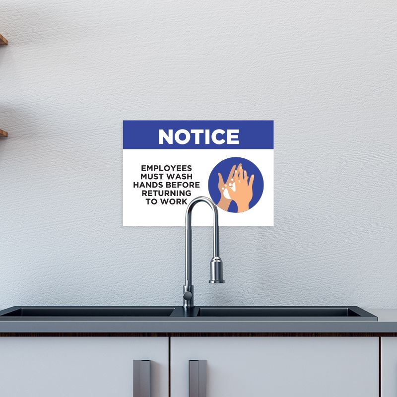 Employees Must Wash Hands Stickers - Social Distancing Stickers