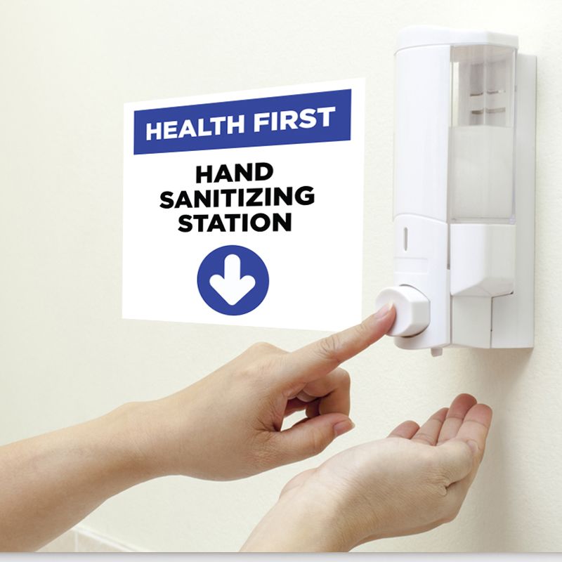 Hand Sanitizing Station Stickers - 6 Ft Social Distance