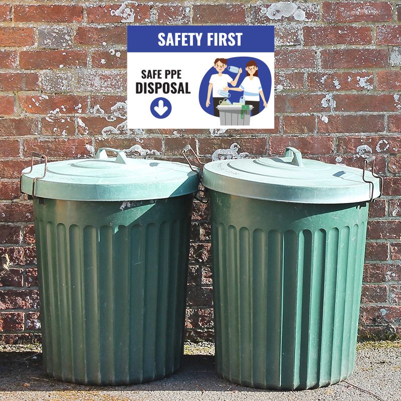 Safe PPE Disposal Stickers - 6 Feet Apart