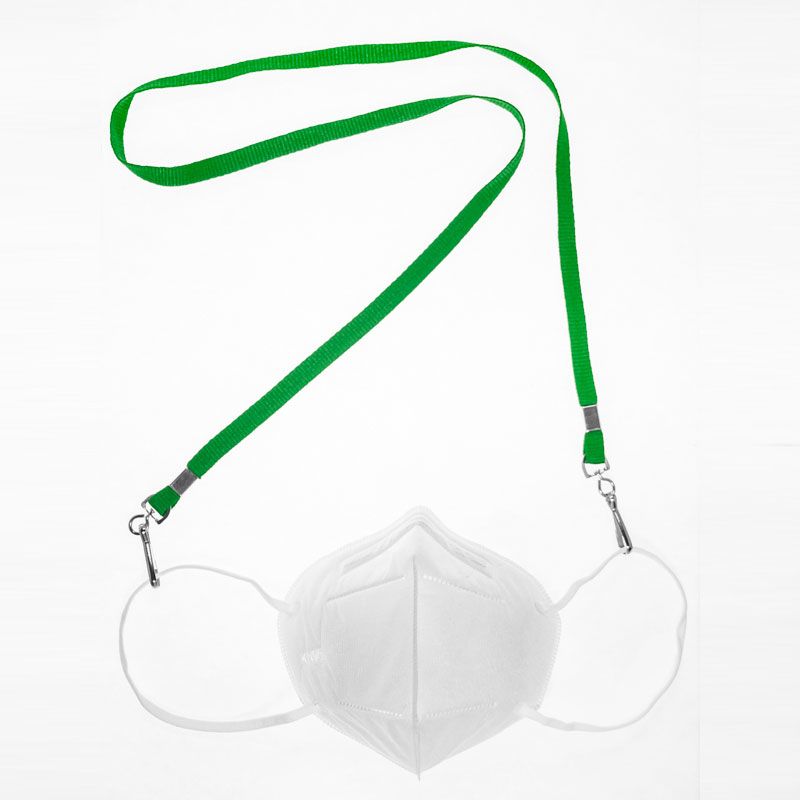 Disposable Face Mask With Green Lanyard - Face Masks