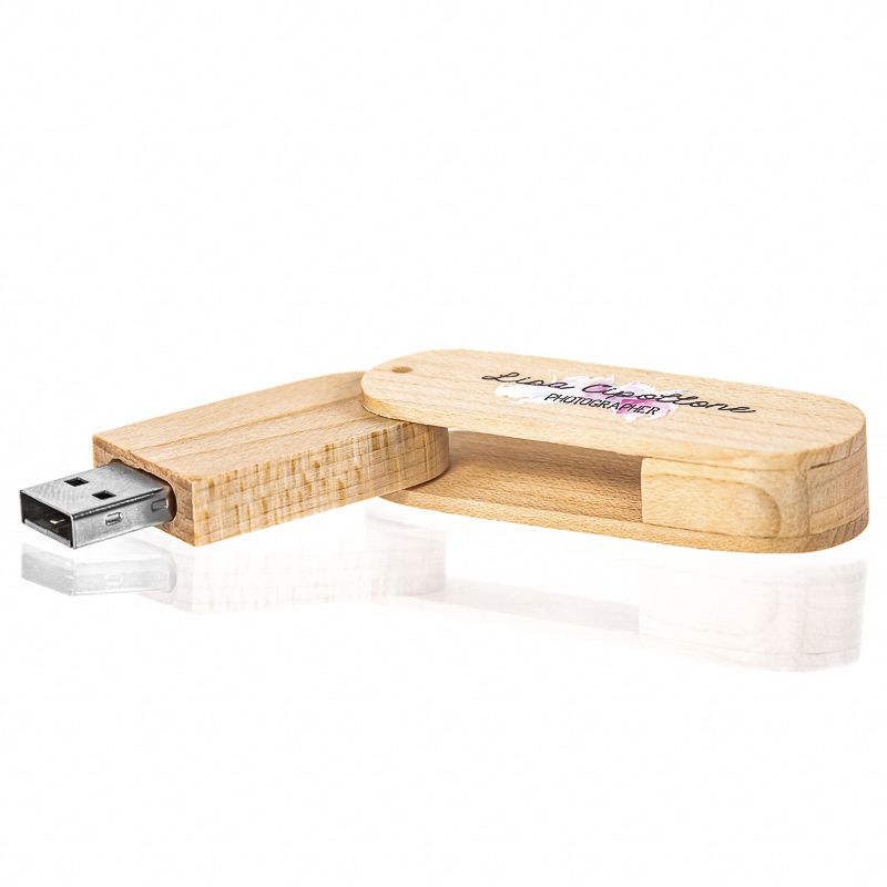 Custom Wood Swivel USB Flash Drives - Wood Swivel