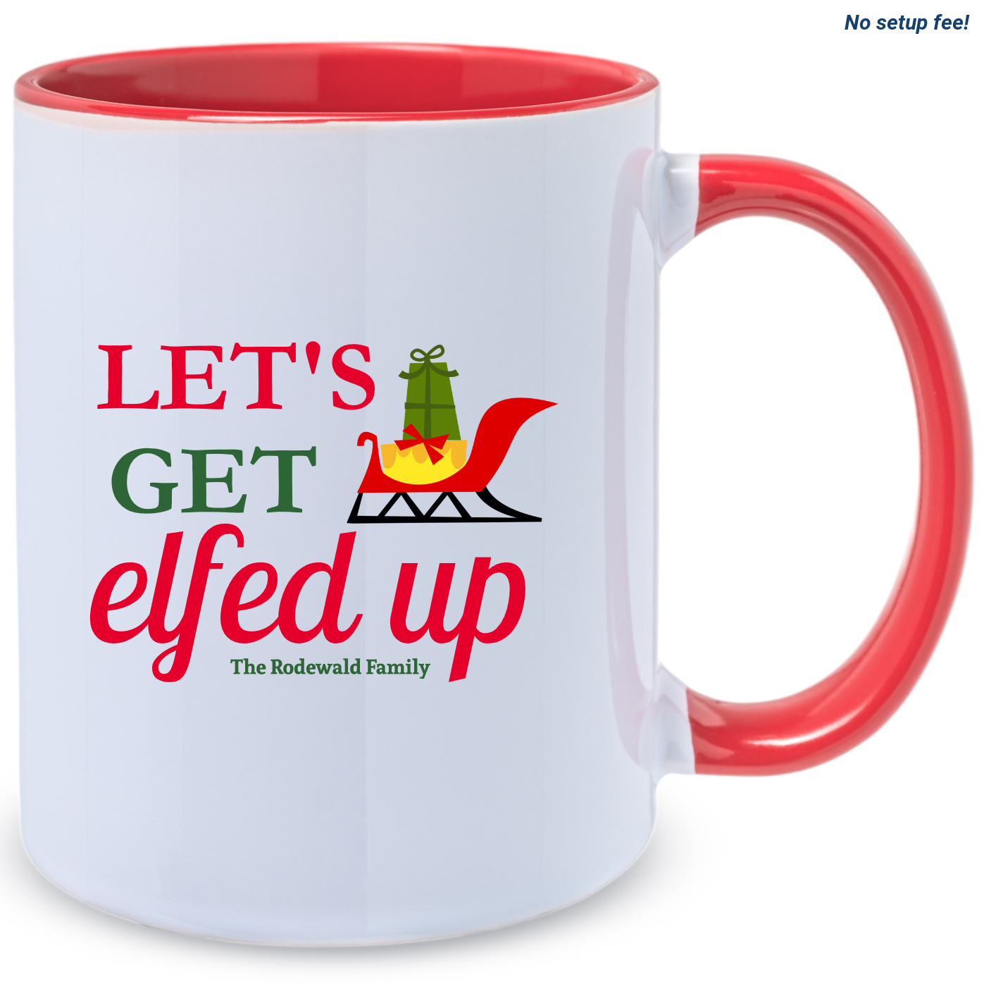 Personalized 11oz Let’s Get Elf Up Family Two Tone Mugs