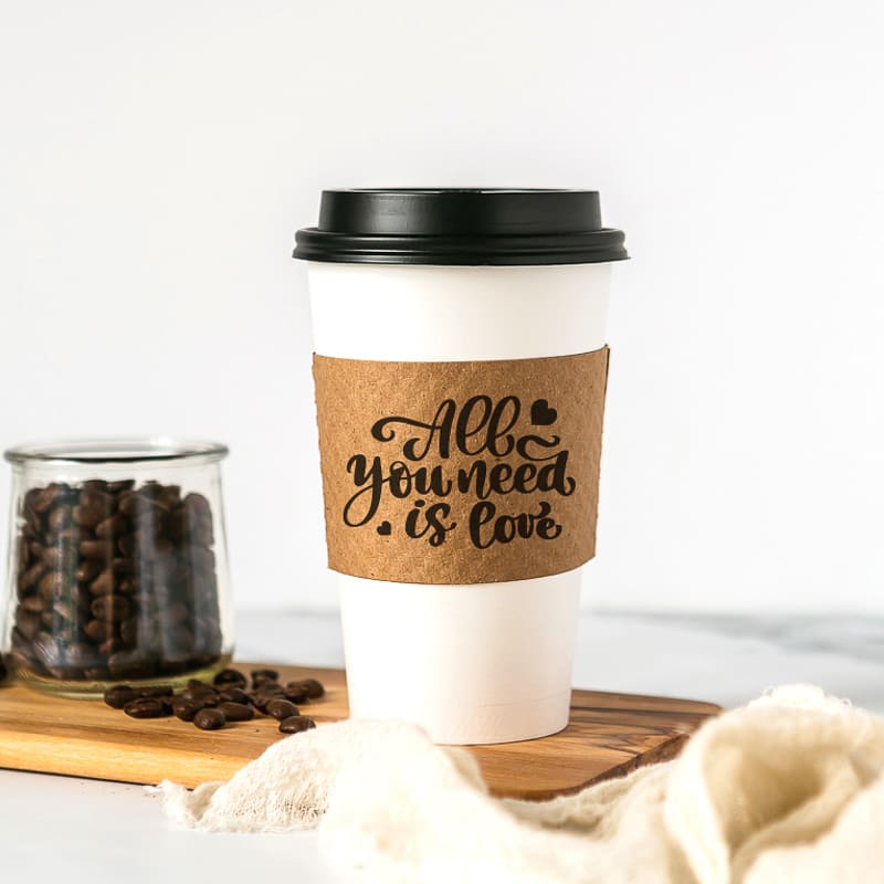 Custom Premium Embossed Natural Kraft Cup Sleeves | Paper Cup Sleeves
