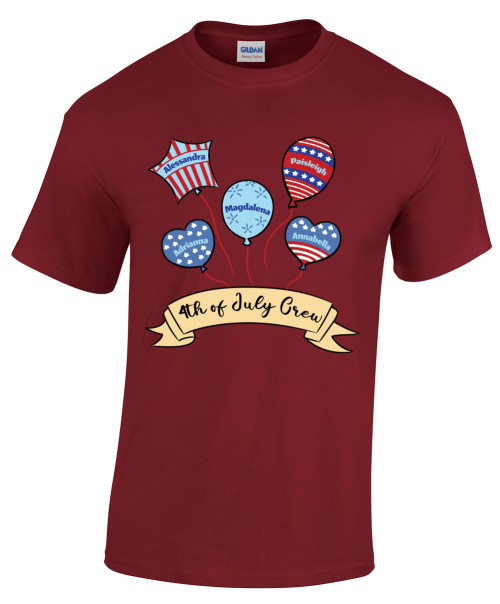 4th Of July Crew Custom Names Patriotic Balloons