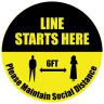 Line Starts Here Round Social Distancing Stickers - Social Distancing, Floor Stickers, Wall Stickers, Social Distancing Stickers, Stay Apart, 6ft Apart, 6 Feet Apart, 6 Ft Social Distance, 6 Feet Social Distance, 6ft Social Distancing, 6 Ft Social Distancing, Social Distancing